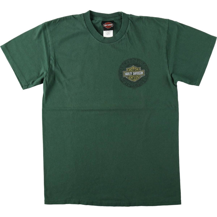 Harley-Davidson Motorcycle Bike T-shirt, Men's Medium cotton green type Vintage Second Hand