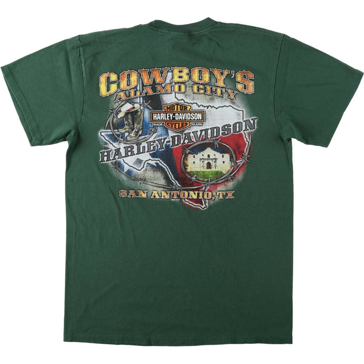 Harley-Davidson Motorcycle Bike T-shirt, Men's Medium cotton green type Vintage Second Hand