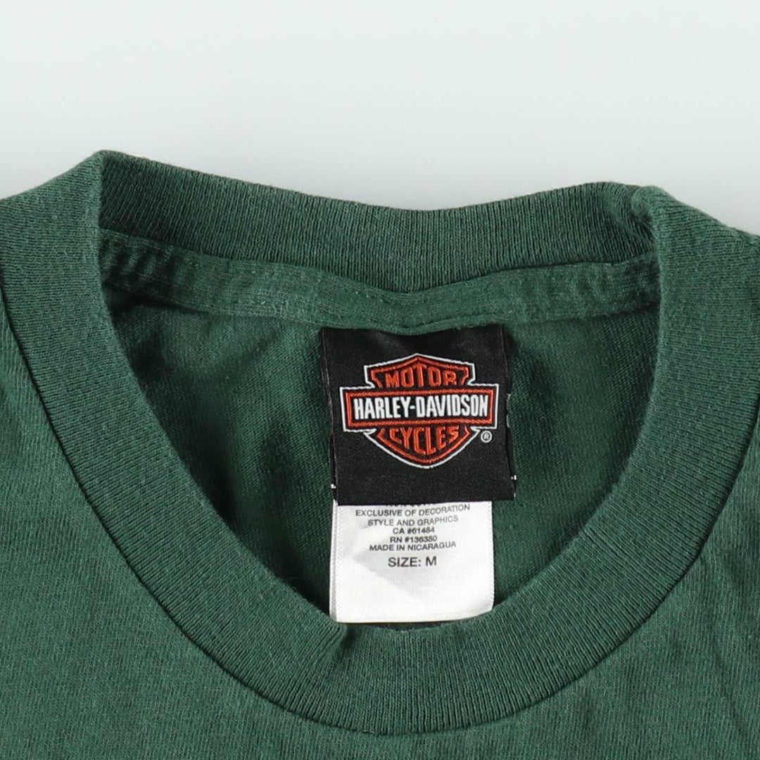 Harley-Davidson Motorcycle Bike T-shirt, Men's Medium cotton green type Vintage Second Hand