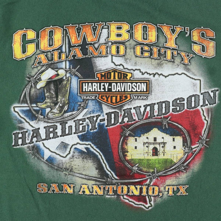 Harley-Davidson Motorcycle Bike T-shirt, Men's Medium cotton green type Vintage Second Hand
