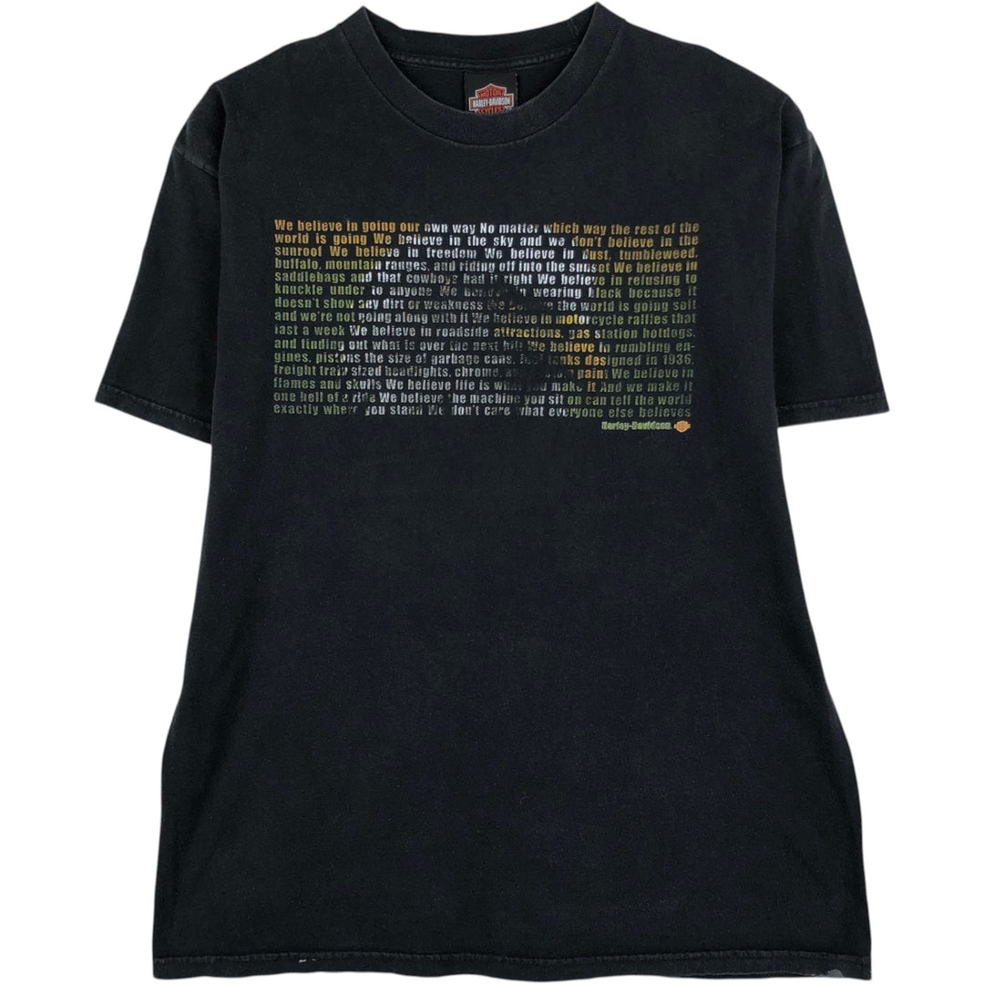 Harley-Davidson Motorcycle Bike T-shirt, Men's Size L cotton black type Vintage Second Hand