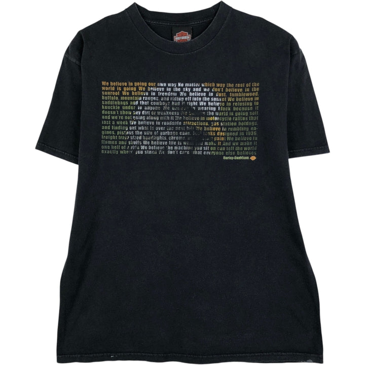 Harley-Davidson Motorcycle Bike T-shirt, Men's Size L cotton black type Vintage Second Hand