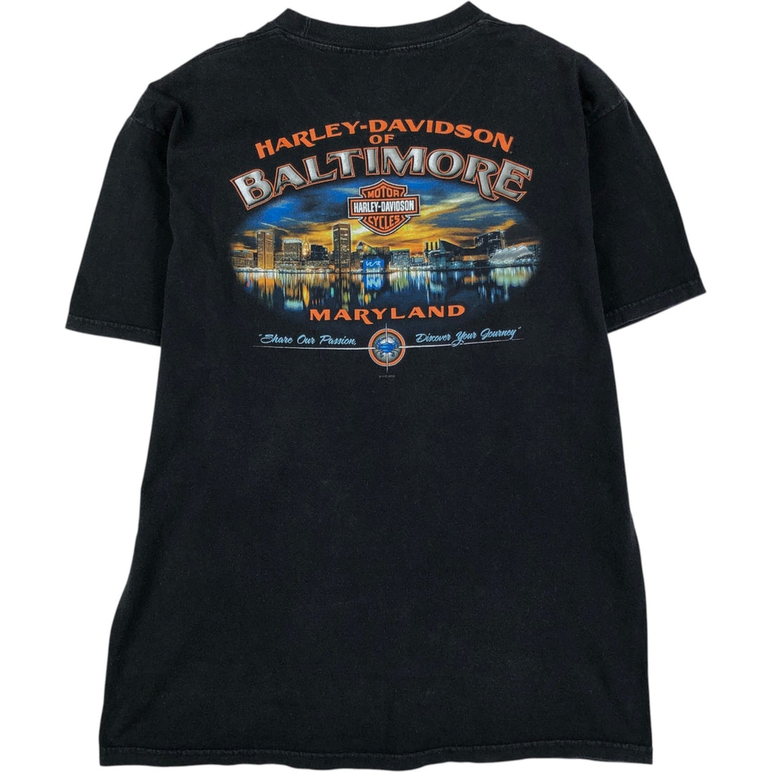 Harley-Davidson Motorcycle Bike T-shirt, Men's Size L cotton black type Vintage Second Hand