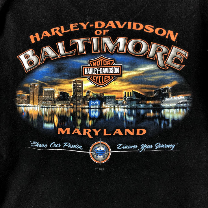 Harley-Davidson Motorcycle Bike T-shirt, Men's Size L cotton black type Vintage Second Hand