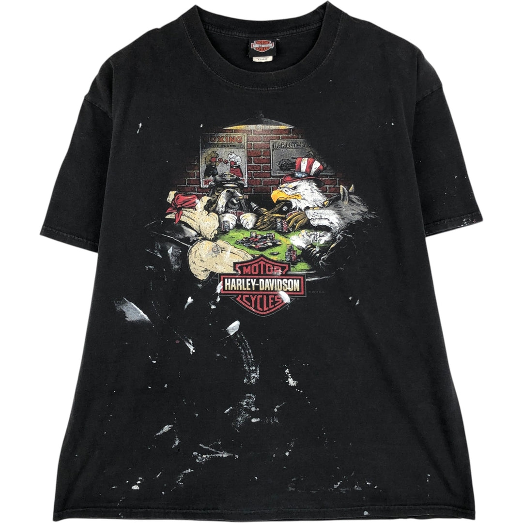 Harley-Davidson painted motorcycle bike t-shirt, men's size XL (approx.) cotton black type Vintage Second Hand