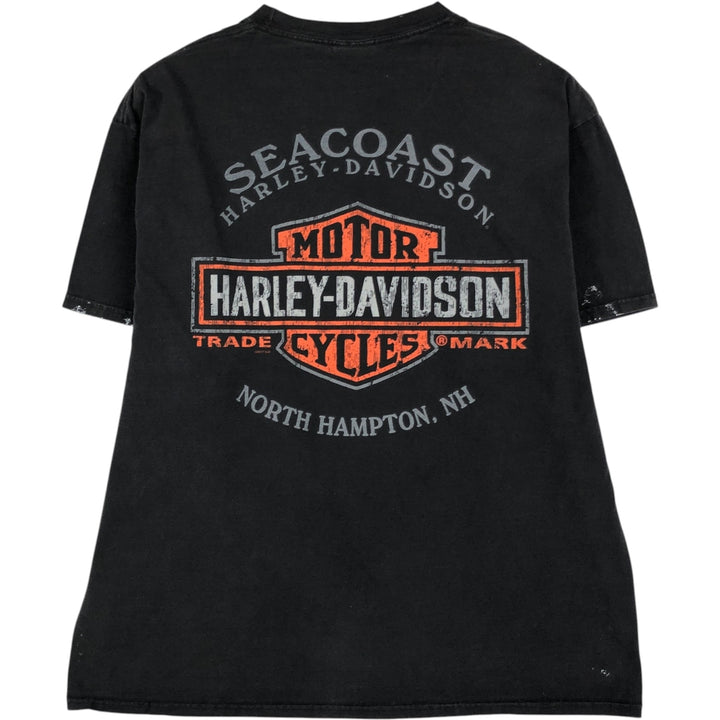 Harley-Davidson painted motorcycle bike t-shirt, men's size XL (approx.) cotton black type Vintage Second Hand