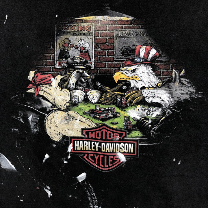 Harley-Davidson painted motorcycle bike t-shirt, men's size XL (approx.) cotton black type Vintage Second Hand