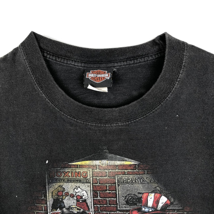Harley-Davidson painted motorcycle bike t-shirt, men's size XL (approx.) cotton black type Vintage Second Hand