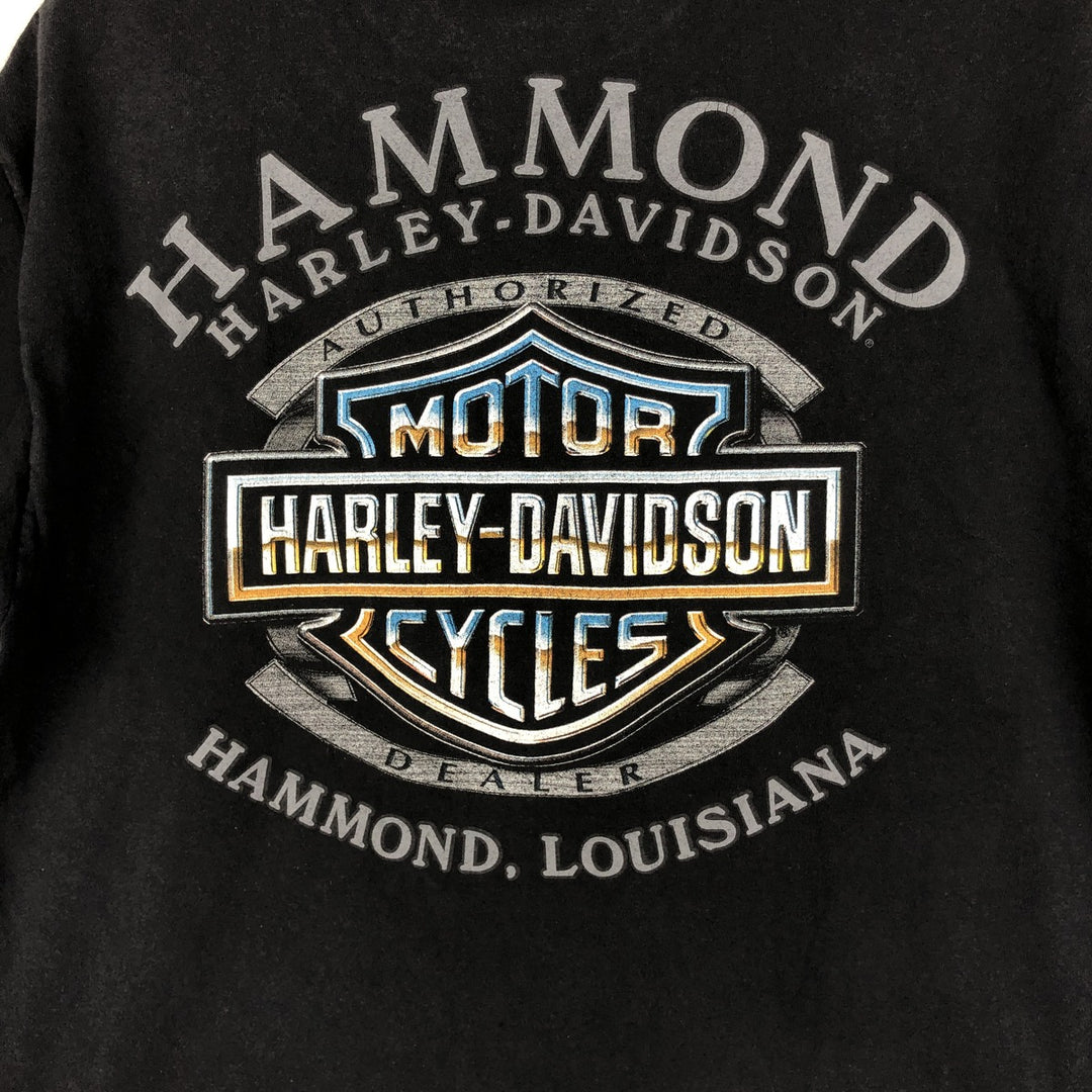 Harley-Davidson Skull Pattern Skull Wing Motorcycle Bike T-shirt Men's L size cotton black type Vintage Second Hand