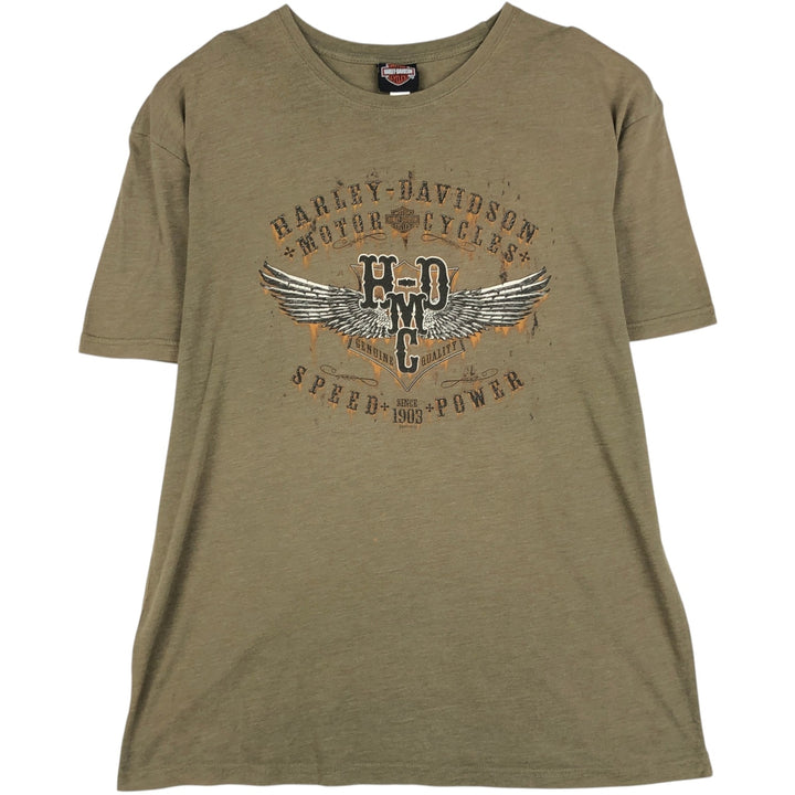 Harley-Davidson Motorcycle Bike T-shirt, Men's XL size cotton Khaki type Vintage Second Hand