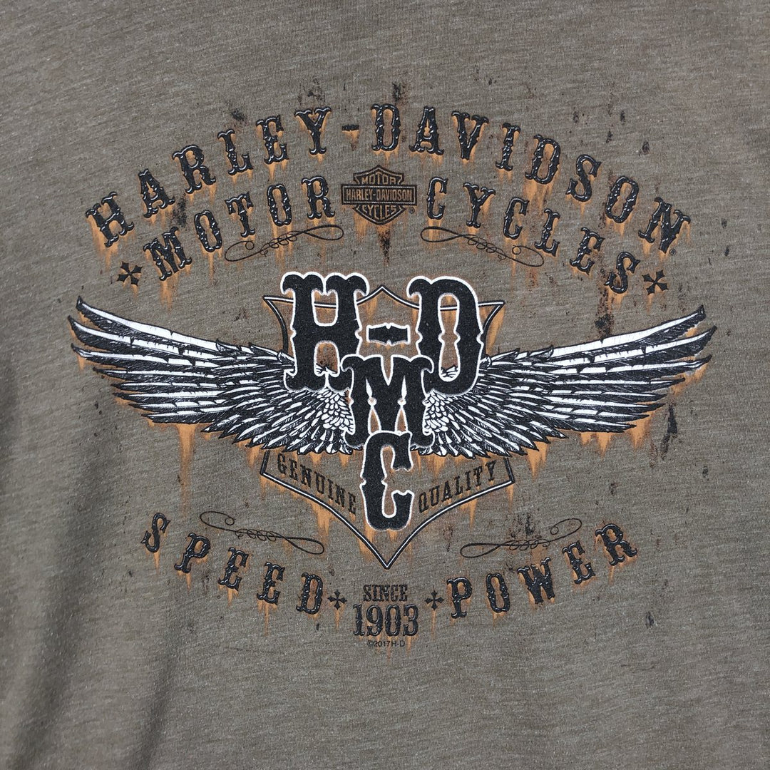 Harley-Davidson Motorcycle Bike T-shirt, Men's XL size cotton Khaki type Vintage Second Hand