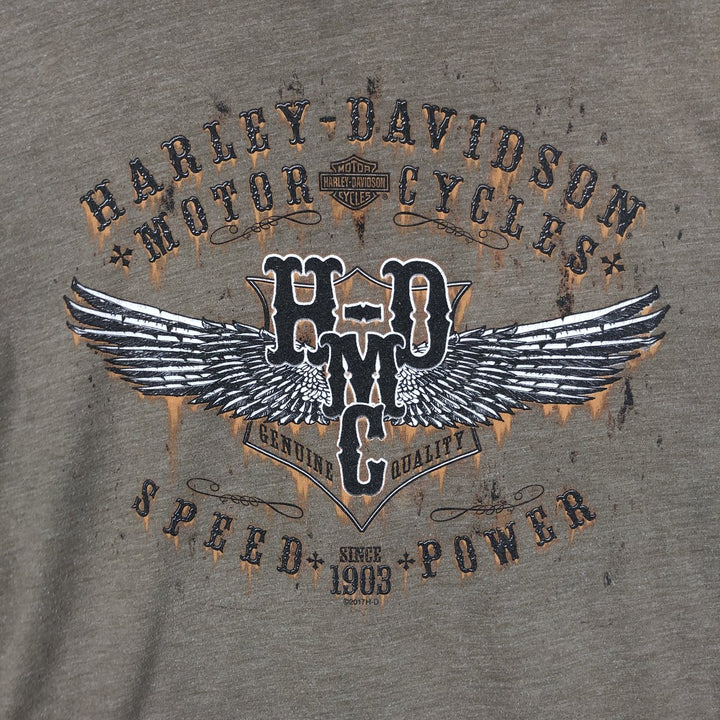 Harley-Davidson Motorcycle Bike T-shirt, Men's XL size cotton Khaki type Vintage Second Hand
