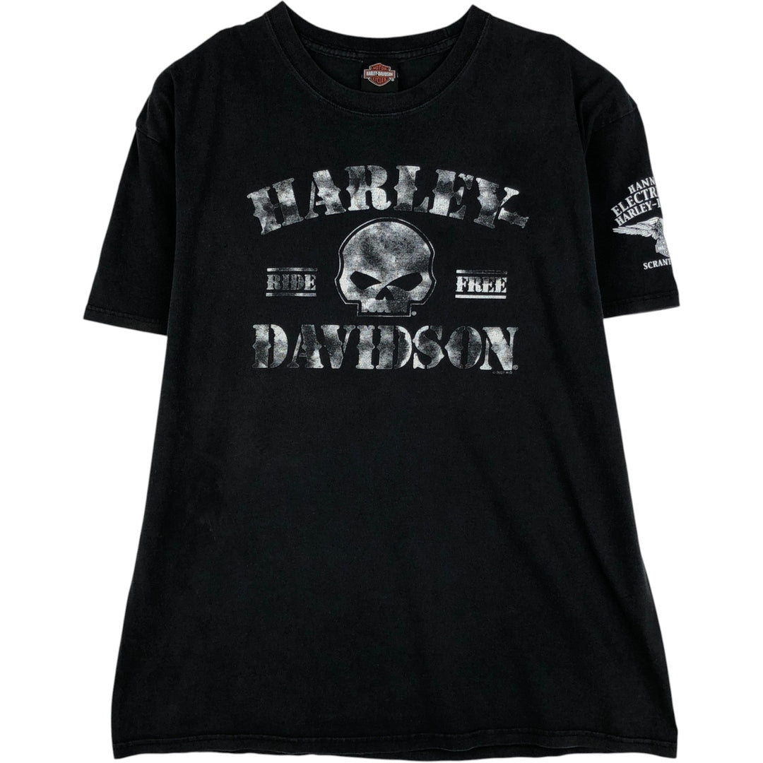 Harley-Davidson Eagle Pattern Skull Pattern Motorcycle Bike T-shirt Men's XL size cotton black type Vintage Second Hand