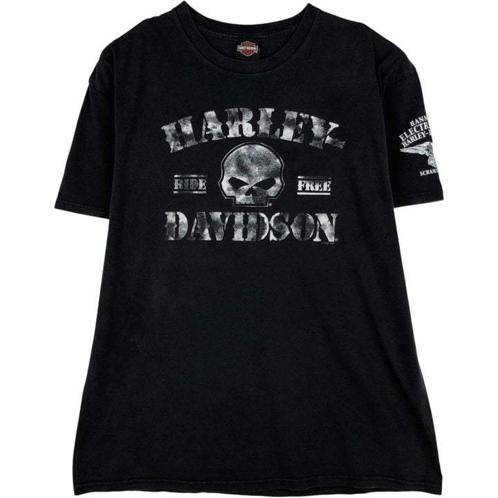 Harley-Davidson Eagle Pattern Skull Pattern Motorcycle Bike T-shirt Men's XL size cotton black type Vintage Second Hand