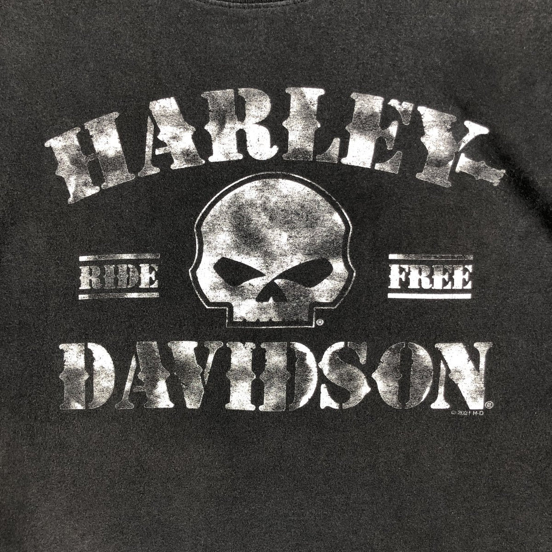 Harley-Davidson Eagle Pattern Skull Pattern Motorcycle Bike T-shirt Men's XL size cotton black type Vintage Second Hand