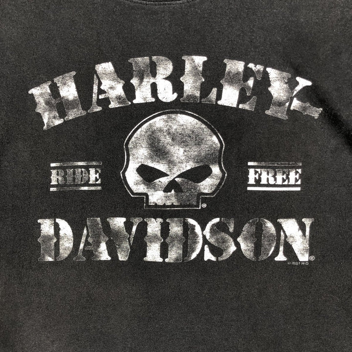 Harley-Davidson Eagle Pattern Skull Pattern Motorcycle Bike T-shirt Men's XL size cotton black type Vintage Second Hand