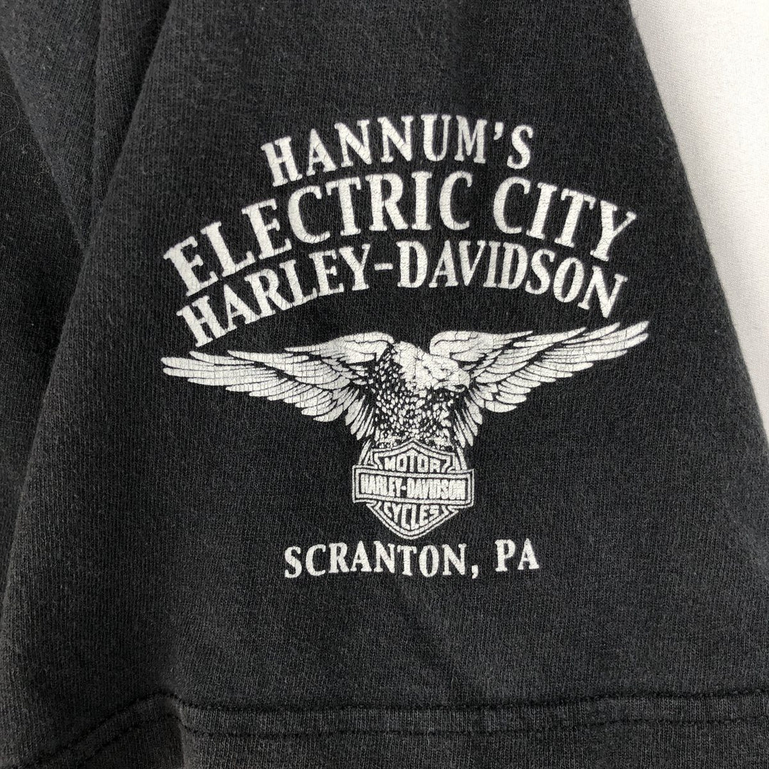 Harley-Davidson Eagle Pattern Skull Pattern Motorcycle Bike T-shirt Men's XL size cotton black type Vintage Second Hand