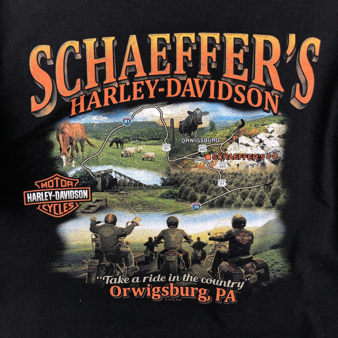 Harley-Davidson Motorcycle Bike T-shirt, Men's XXL cotton black type Vintage Second Hand