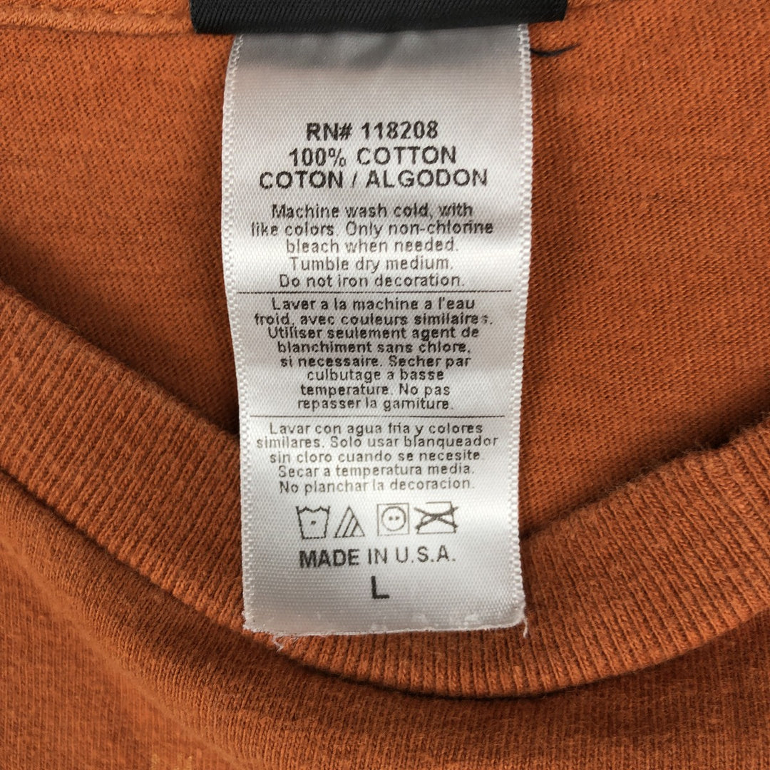 Harley-Davidson Skull Pattern Engine Motorcycle T-Shirt, Made in USA, Men's Size L (approx.) cotton orange type Vintage Second Hand