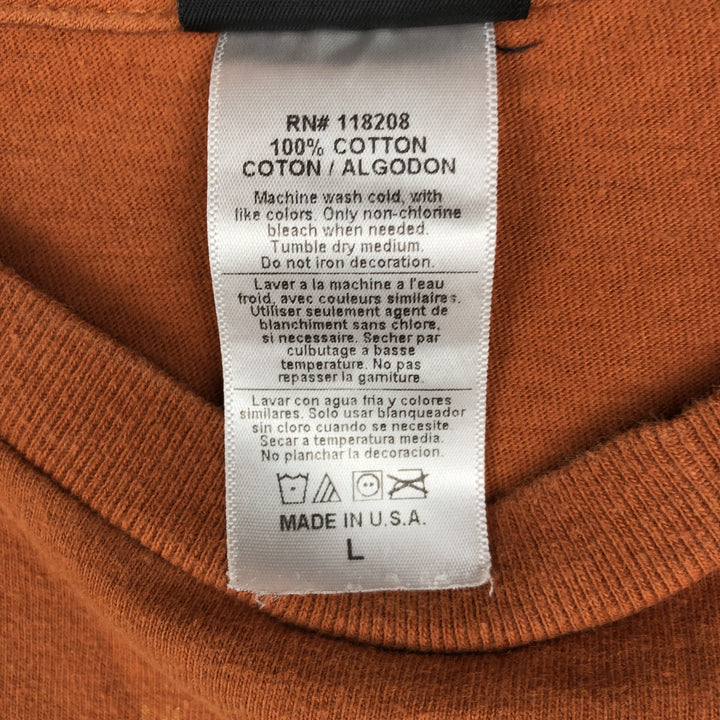 Harley-Davidson Skull Pattern Engine Motorcycle T-Shirt, Made in USA, Men's Size L (approx.) cotton orange type Vintage Second Hand