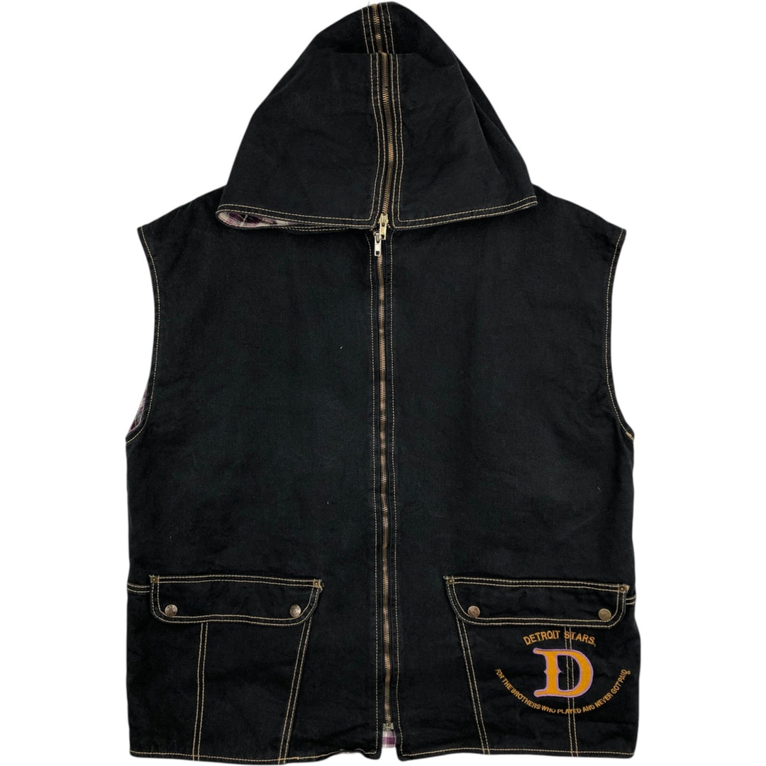 UNDERGROUND RAILROAD NLB Hooded Denim Vest, Made in USA, Men's Size L (approx.) cotton black type Vintage Second Hand