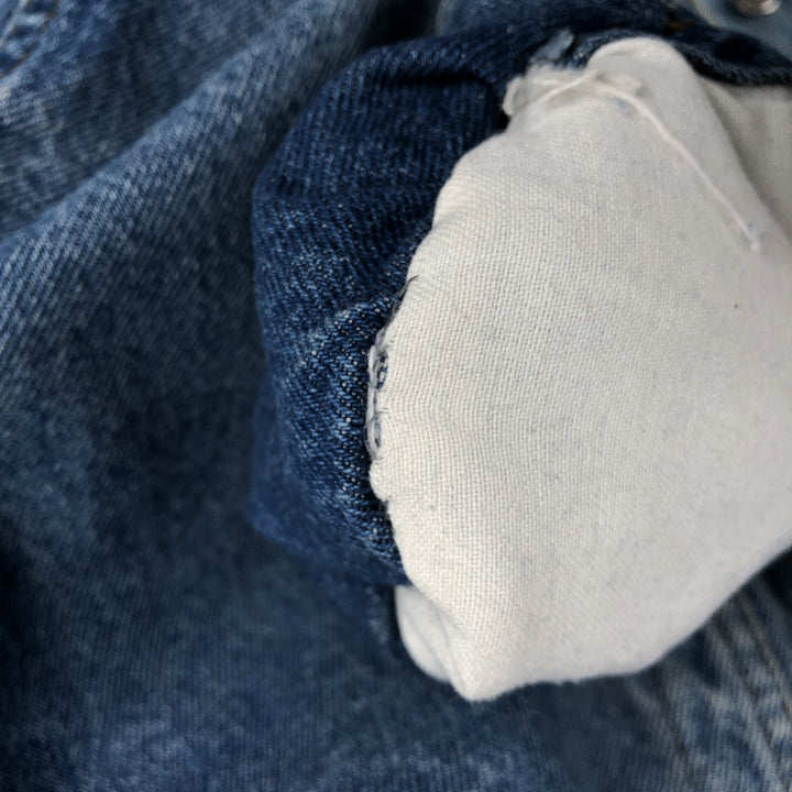 Harley-Davidson Eagle Pattern Back Print Cut-Off Denim Vest, Made in Canada, Men's XL (approx.) cotton blue type Vintage Second Hand