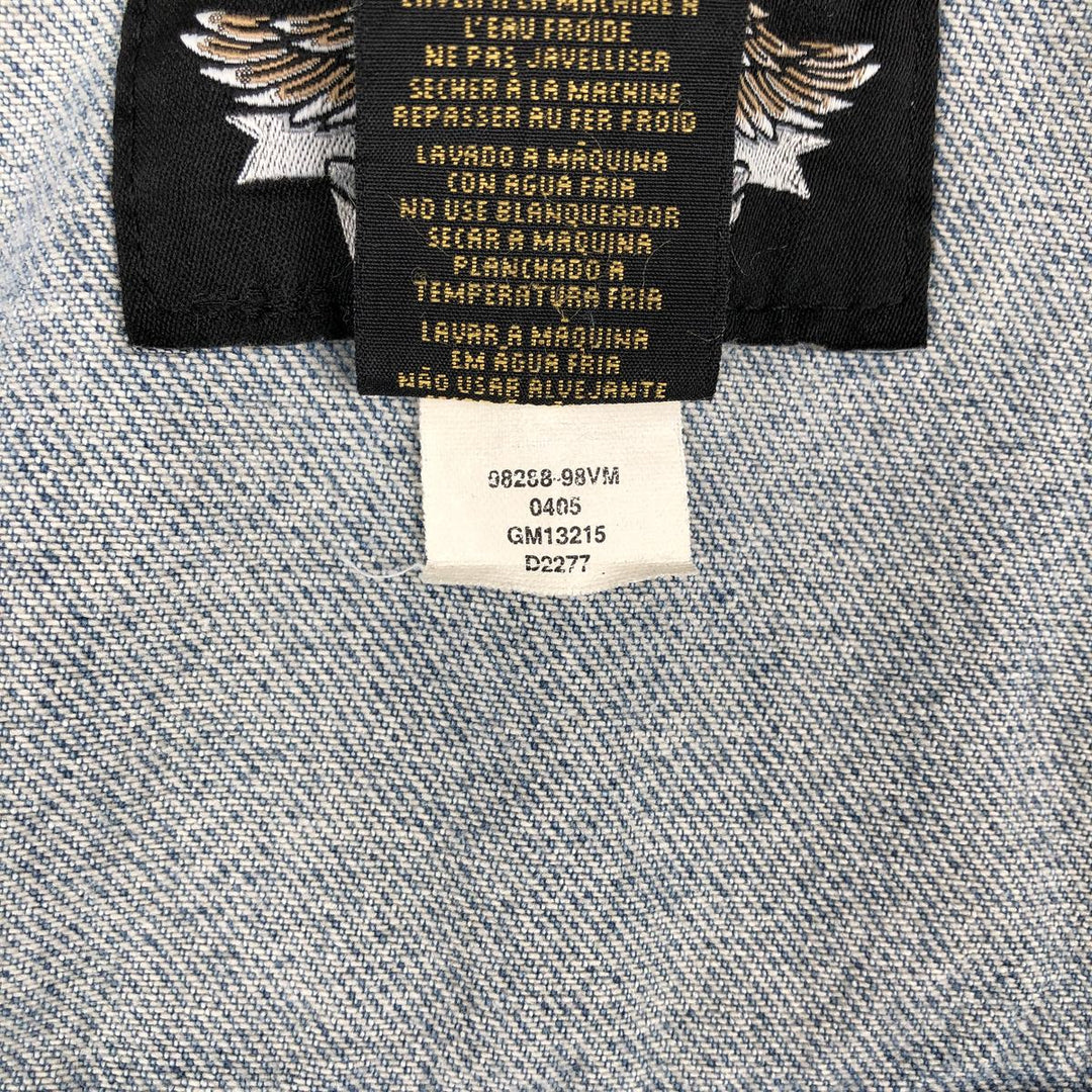 Harley-Davidson denim vest with American flag and eagle pattern, made in Canada, men's size XL equivalent. cotton blue type Vintage Second Hand