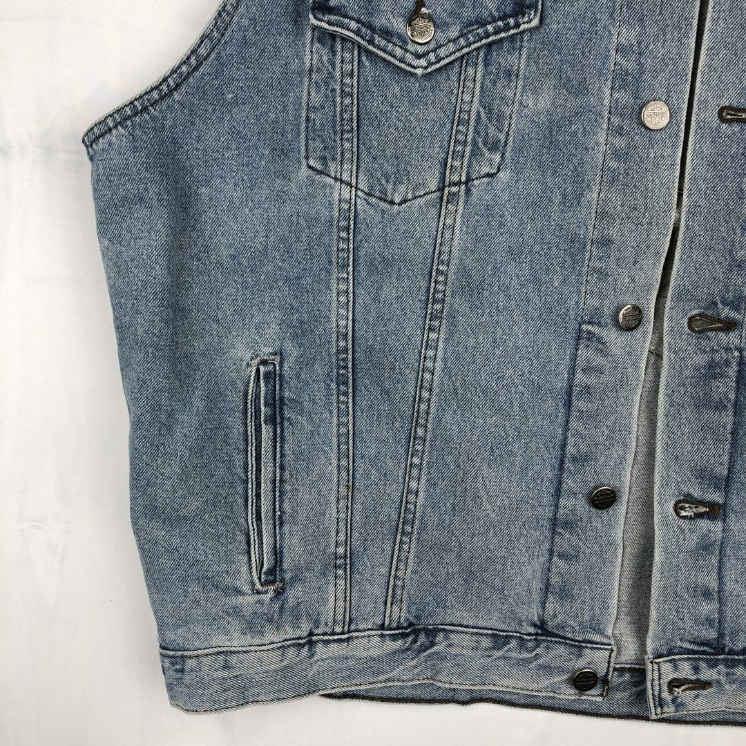 Harley-Davidson denim vest with American flag and eagle pattern, made in Canada, men's size XL equivalent. cotton blue type Vintage Second Hand