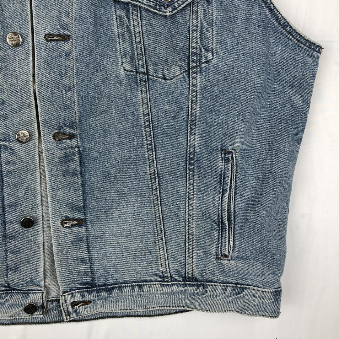 Harley-Davidson denim vest with American flag and eagle pattern, made in Canada, men's size XL equivalent. cotton blue type Vintage Second Hand