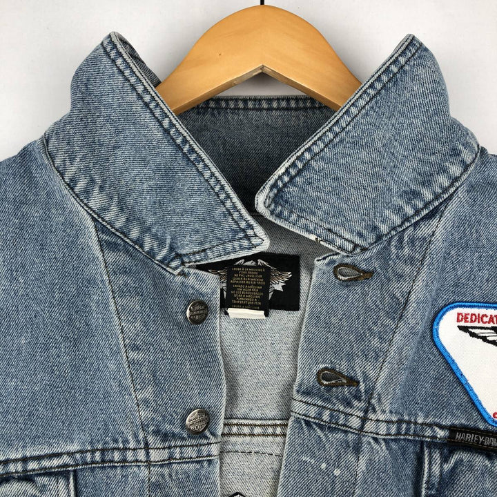 Harley-Davidson denim vest with American flag and eagle pattern, made in Canada, men's size XL equivalent. cotton blue type Vintage Second Hand