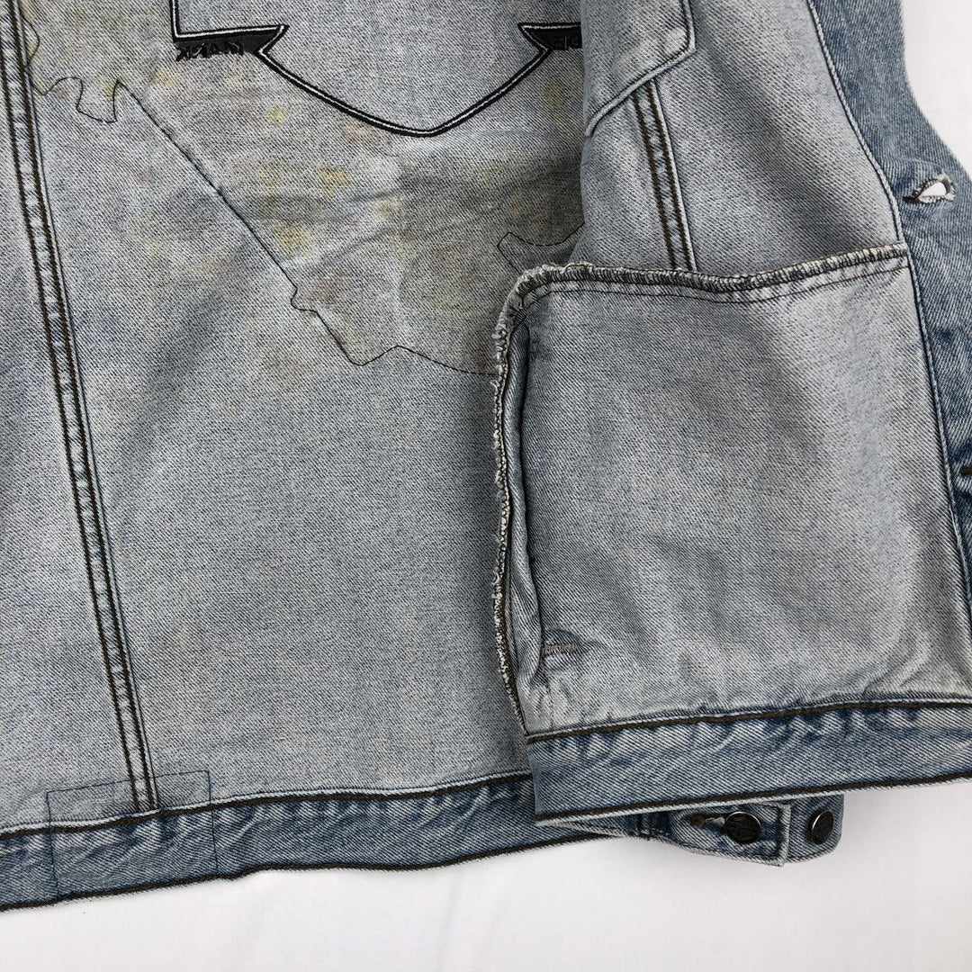 Harley-Davidson denim vest with American flag and eagle pattern, made in Canada, men's size XL equivalent. cotton blue type Vintage Second Hand