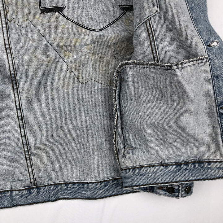 Harley-Davidson denim vest with American flag and eagle pattern, made in Canada, men's size XL equivalent. cotton blue type Vintage Second Hand