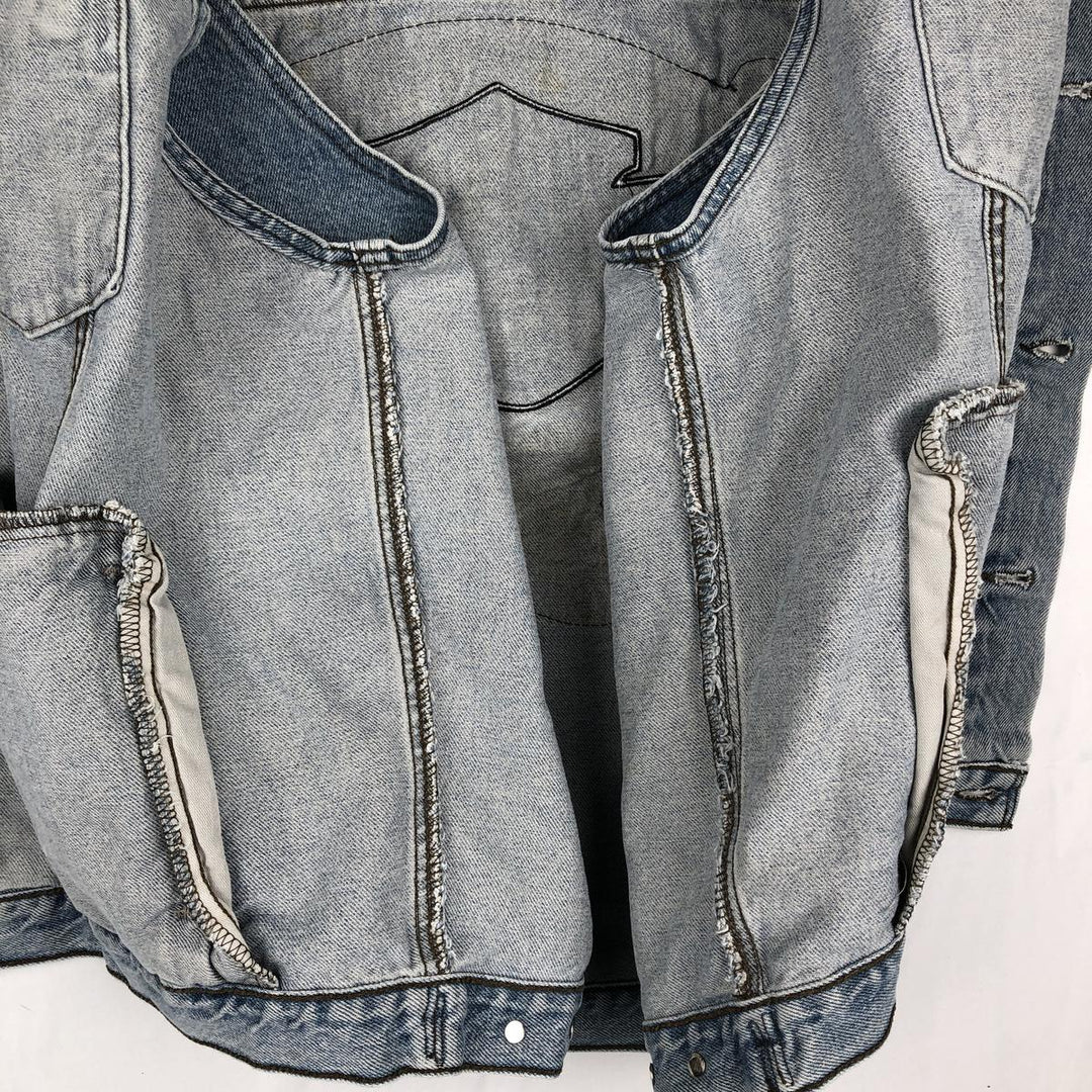 Harley-Davidson denim vest with American flag and eagle pattern, made in Canada, men's size XL equivalent. cotton blue type Vintage Second Hand