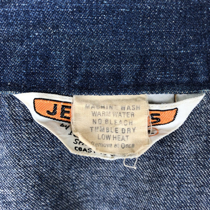 JEAN TOPS Tiger Pattern Cut-off Denim Vest (Men's Size L) unclear blue type Vintage Second Hand