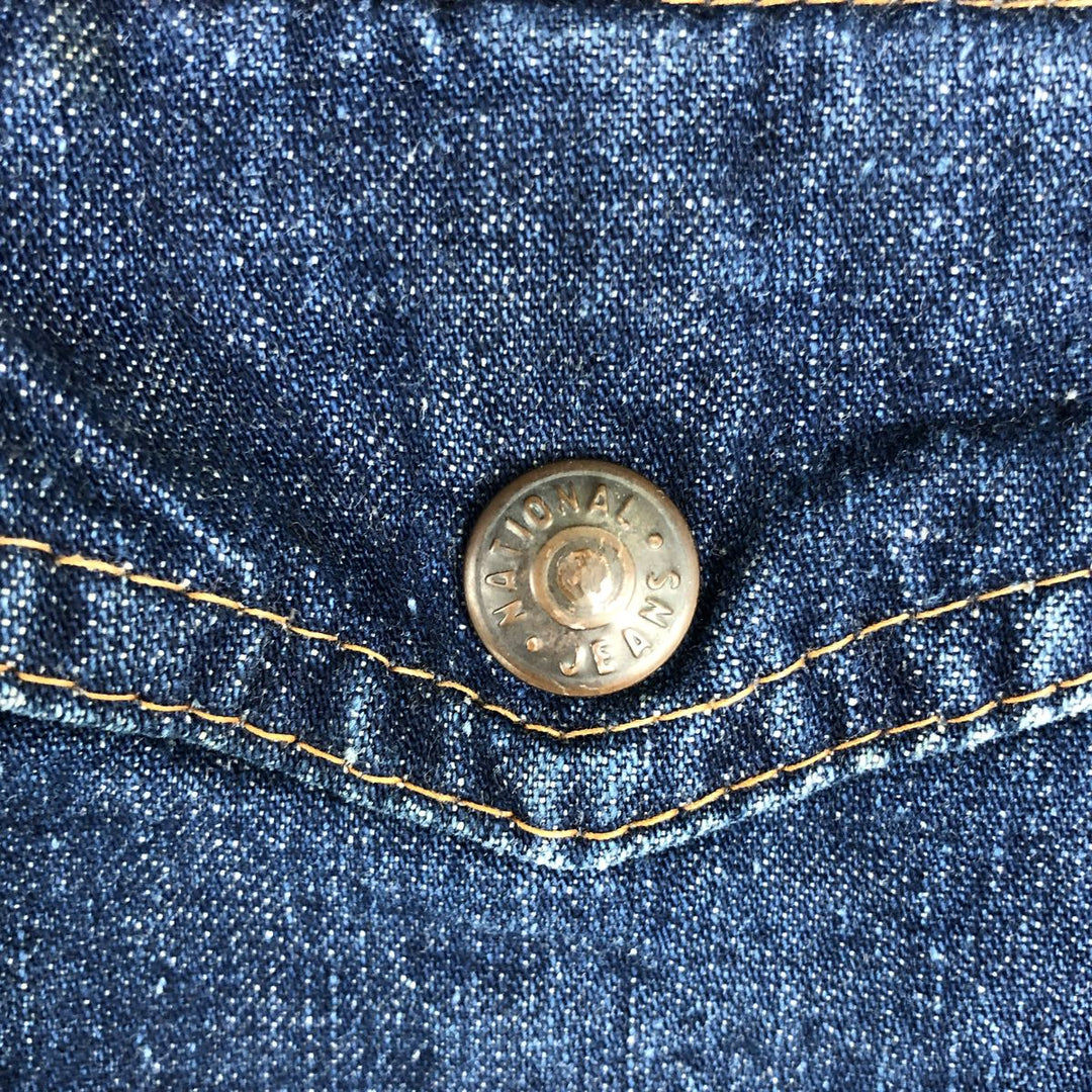 JEAN TOPS Tiger Pattern Cut-off Denim Vest (Men's Size L) unclear blue type Vintage Second Hand