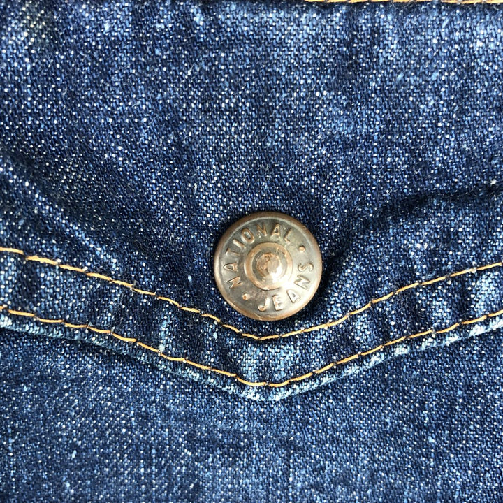 JEAN TOPS Tiger Pattern Cut-off Denim Vest (Men's Size L) unclear blue type Vintage Second Hand