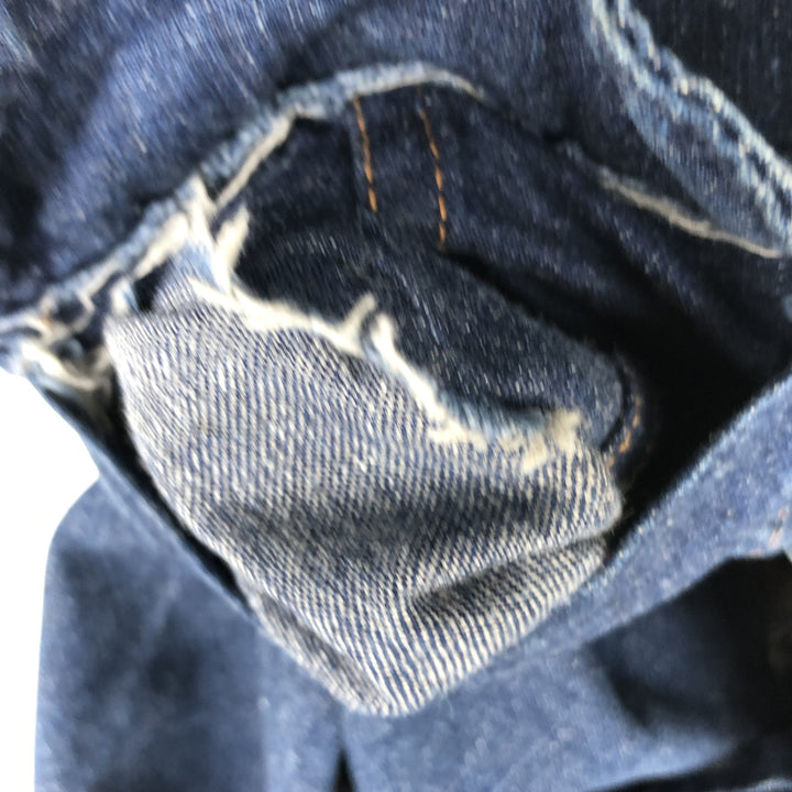 JEAN TOPS Tiger Pattern Cut-off Denim Vest (Men's Size L) unclear blue type Vintage Second Hand