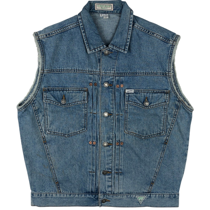 90'S Guess Jeans Cut-off Denim Vest, Made in USA, Men's Size S (approx.), Vintage cotton blue type Vintage Second Hand