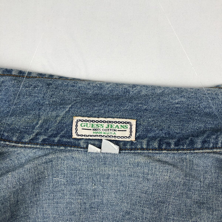 90'S Guess Jeans Cut-off Denim Vest, Made in USA, Men's Size S (approx.), Vintage cotton blue type Vintage Second Hand