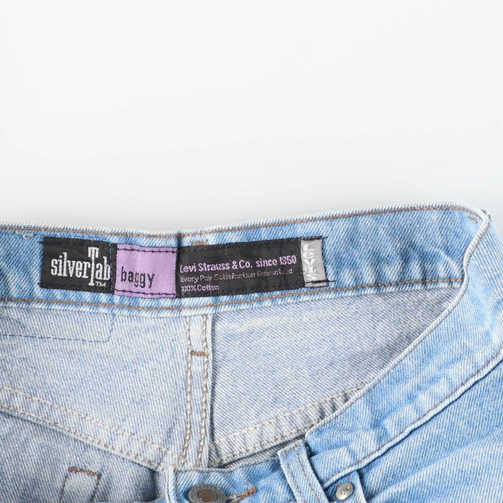 90'S Levi's Silver Tab BAGGY Tapered Denim Pants, Made in USA, Women's Size L (W30 equivalent), Vintage cotton blue type Vintage Second Hand