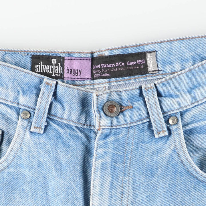 90'S Levi's Silver Tab BAGGY Tapered Denim Pants, Made in USA, Women's Size L (W30 equivalent), Vintage cotton blue type Vintage Second Hand