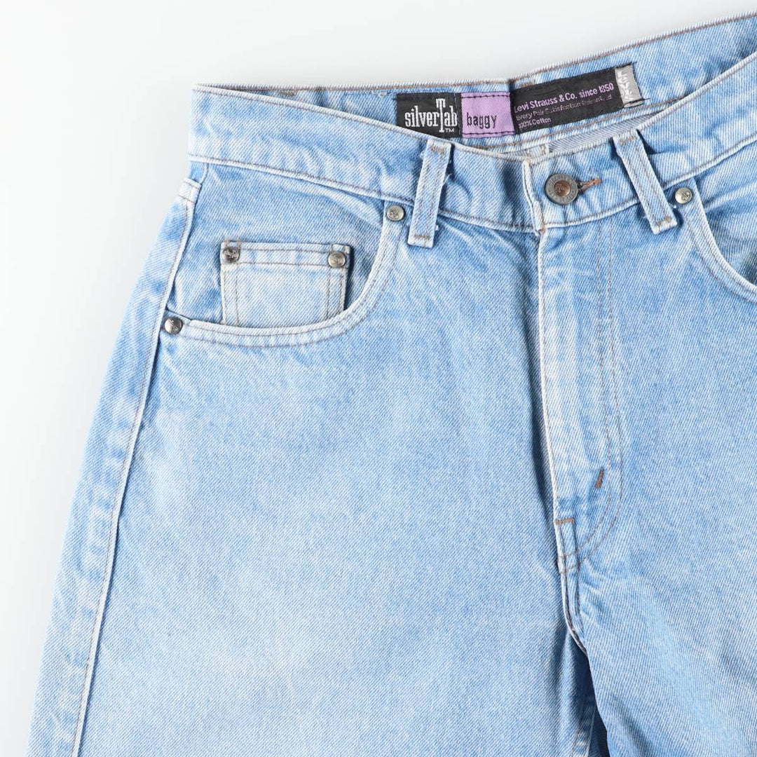 90'S Levi's Silver Tab BAGGY Tapered Denim Pants, Made in USA, Women's Size L (W30 equivalent), Vintage cotton blue type Vintage Second Hand