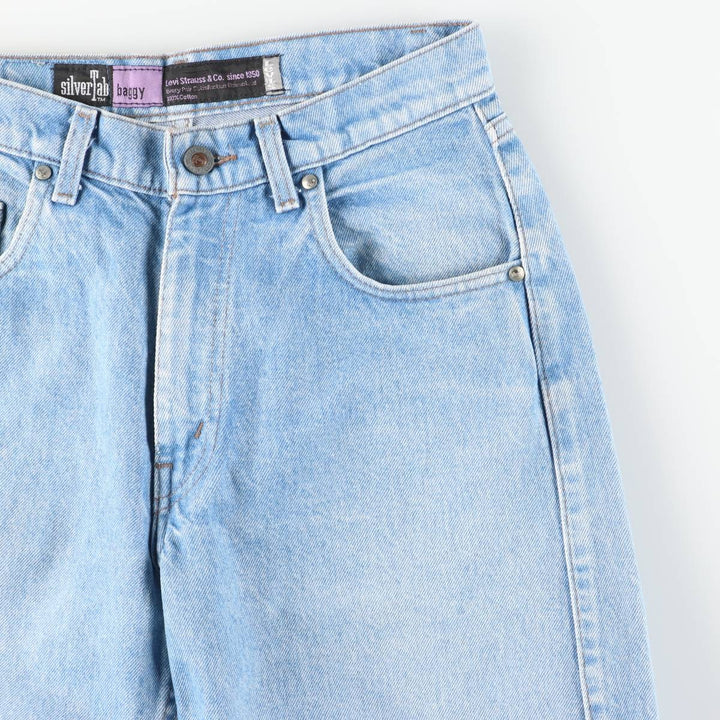 90'S Levi's Silver Tab BAGGY Tapered Denim Pants, Made in USA, Women's Size L (W30 equivalent), Vintage cotton blue type Vintage Second Hand