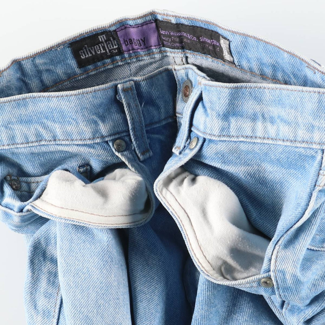 90'S Levi's Silver Tab BAGGY Tapered Denim Pants, Made in USA, Women's Size L (W30 equivalent), Vintage cotton blue type Vintage Second Hand