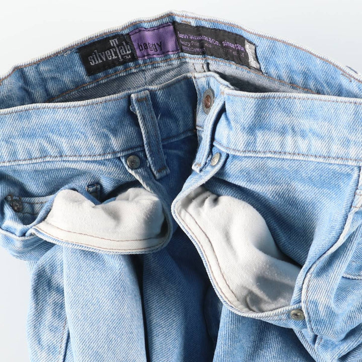 90'S Levi's Silver Tab BAGGY Tapered Denim Pants, Made in USA, Women's Size L (W30 equivalent), Vintage cotton blue type Vintage Second Hand