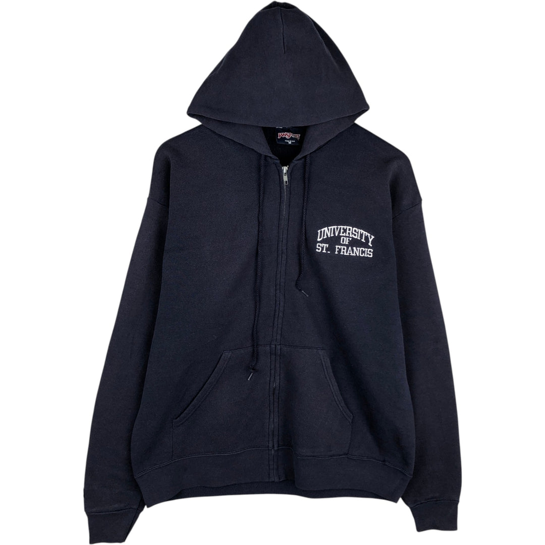 90'S Jansport College Sweat Full-Zip Hoodie, Made in USA, Men's Size M (Equivalent), Vintage cotton navy blue type Vintage Second Hand