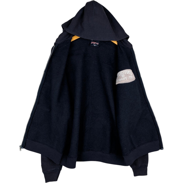 90'S Jansport College Sweat Full-Zip Hoodie, Made in USA, Men's Size M (Equivalent), Vintage cotton navy blue type Vintage Second Hand