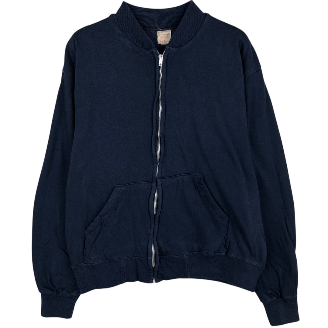 1960'S Sportswear Full-Zip Sweatshirt, Made in USA, Women's Size L (Equivalent), Vintage polyester navy blue type Vintage Second Hand