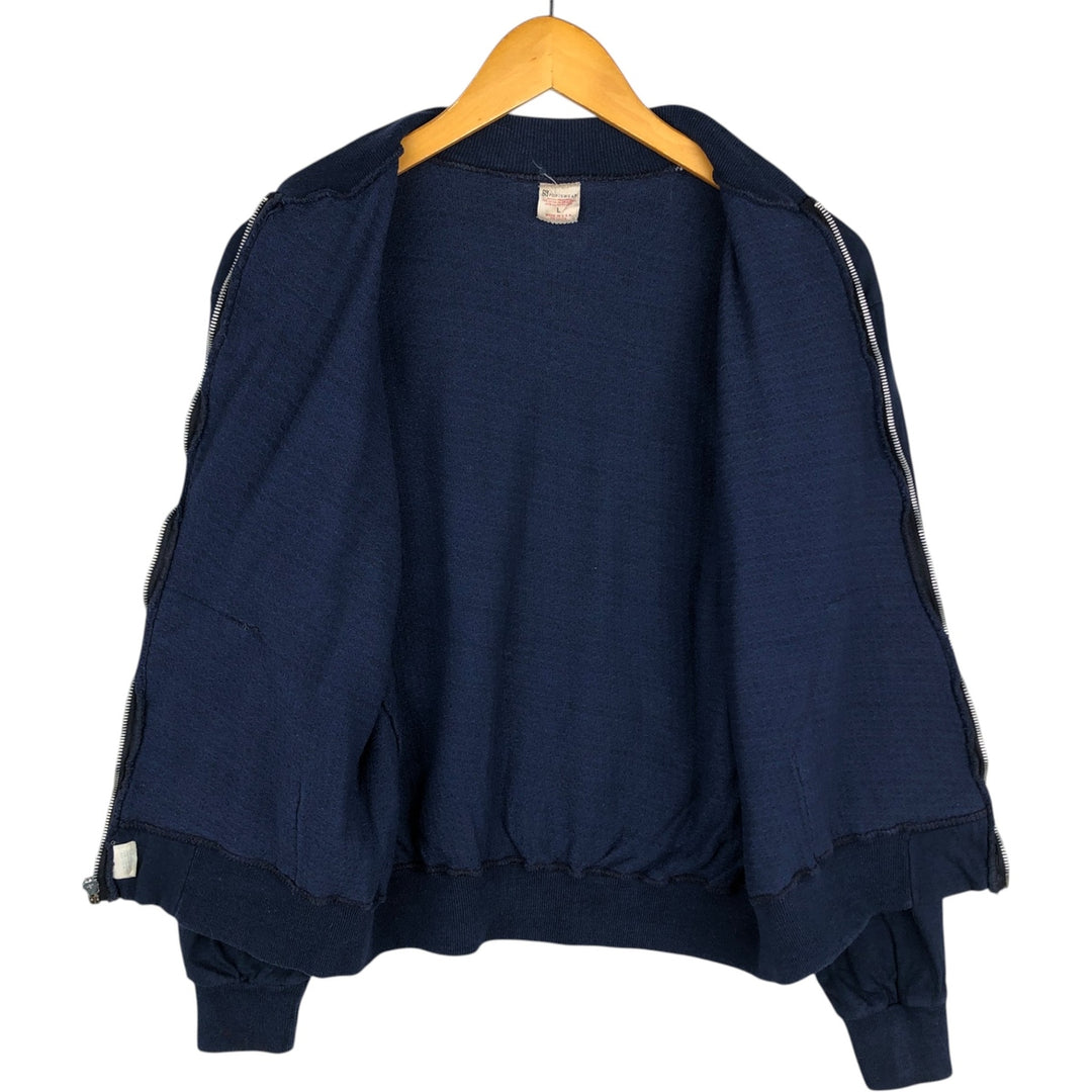 1960'S Sportswear Full-Zip Sweatshirt, Made in USA, Women's Size L (Equivalent), Vintage polyester navy blue type Vintage Second Hand