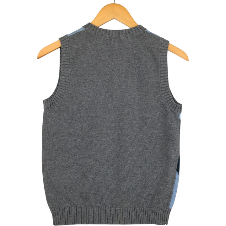 CLASS CLUB Diamond Pattern V-Neck Cotton Knit Vest, Women's Size S (approx.) cotton gray type Vintage Second Hand